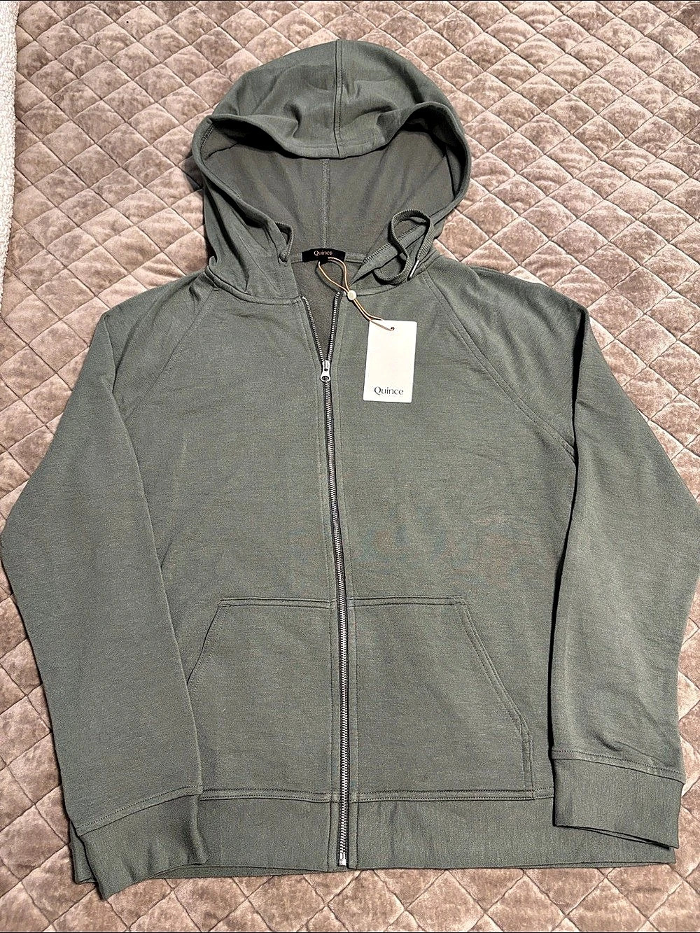 Quince SuperSoft Fleece Full-Zip Hoodie Green
